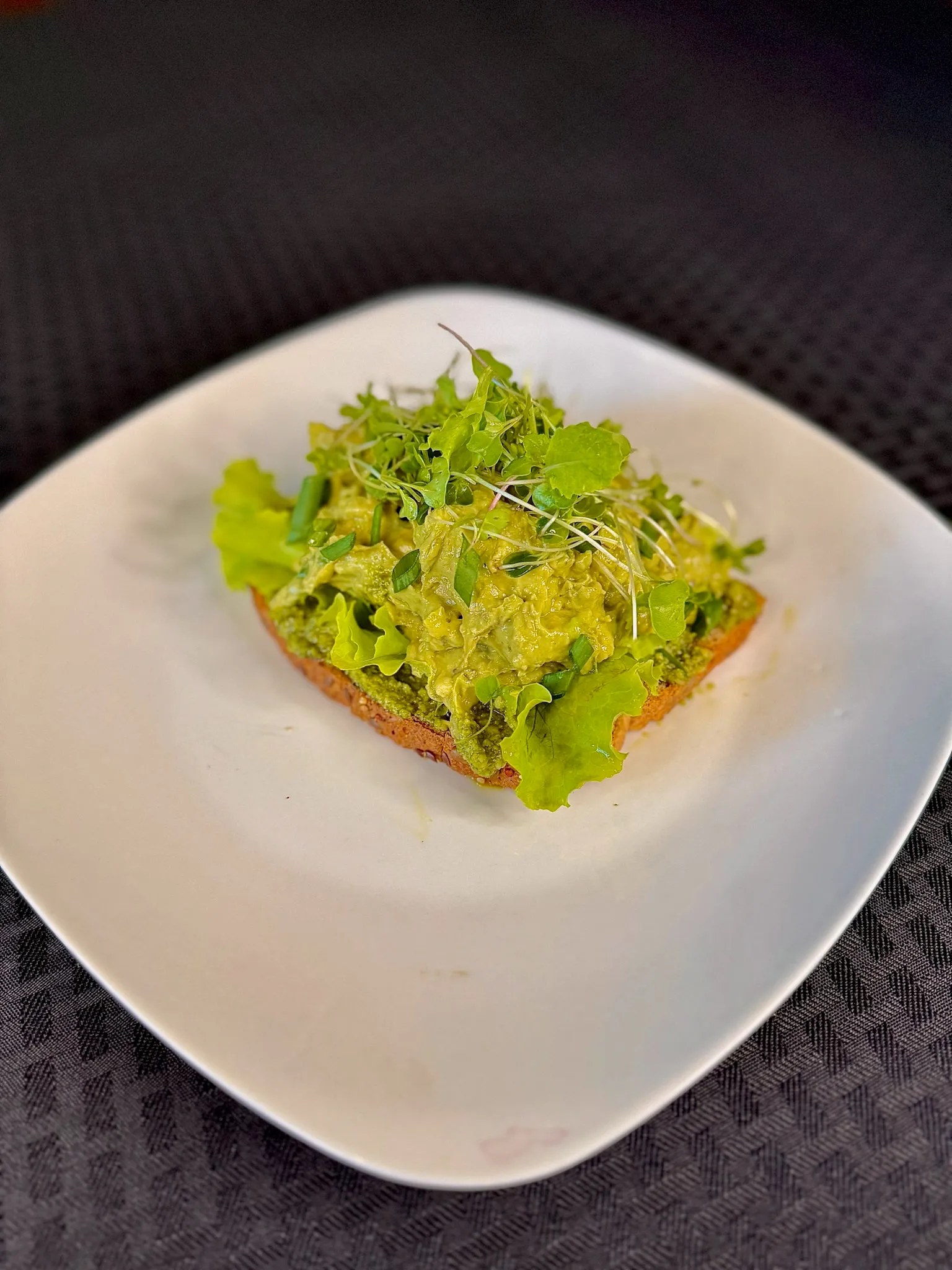 Avocado smash toast with microgreens